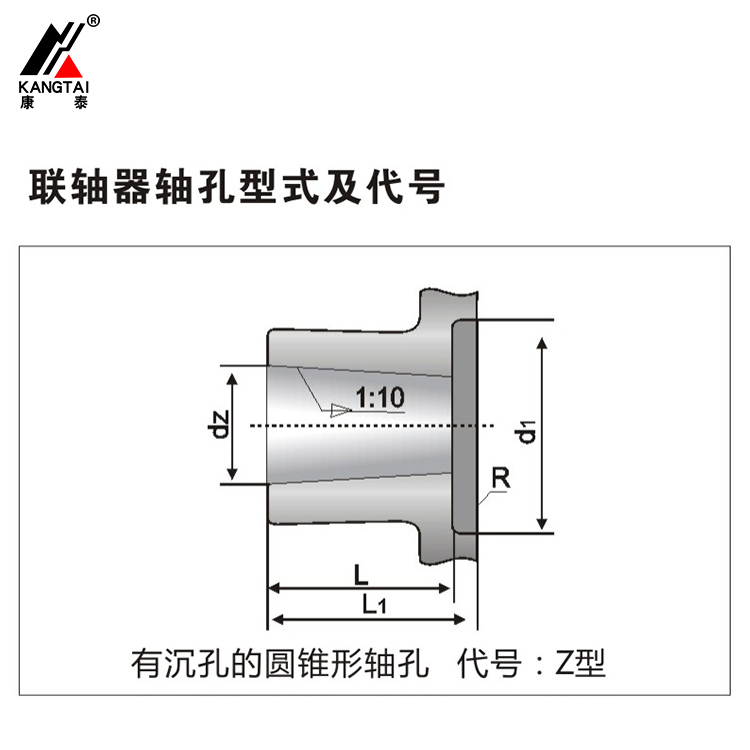 聯(lián)軸器有沉孔的圓錐形軸孔 代號(hào)Z型